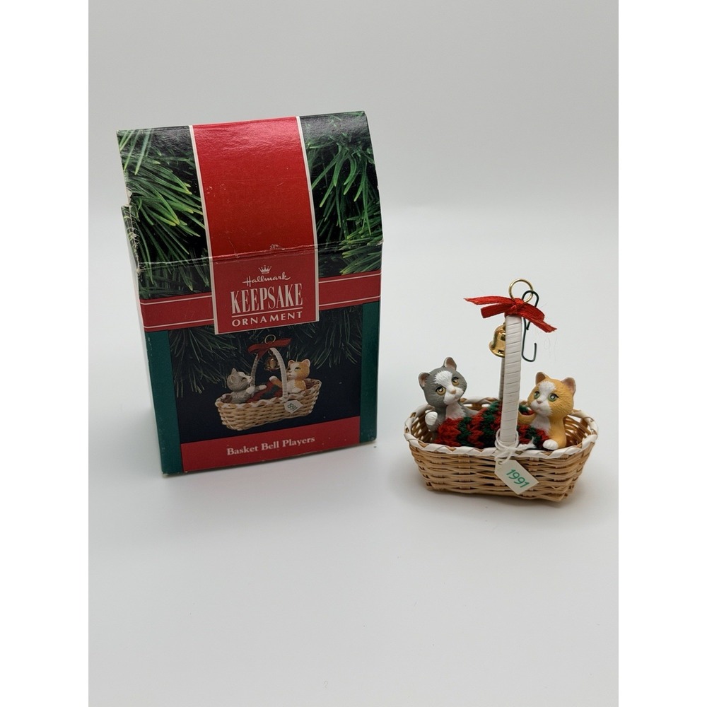 Hallmark Keepsake Ornaments Basket Bell Players Kittens 1991